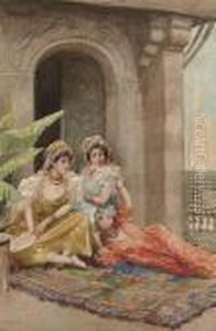 Three Oriental Beauties On A Terrace