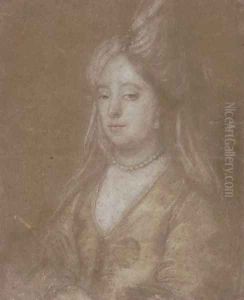 Portrait of a lady, half-length, in a turban headdress by Sir Peter Lely