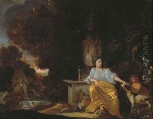 Venus and Cupid awaiting Adonis by a fountain