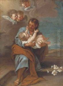 Saint Joseph and the Infant Christ with Cherubim by Filippo Lauri