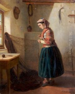 Girl Mending Fisherman's Net Girl Mending Fisherman's Net