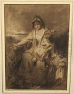 Study Of A Mother And Children, A Coastal Scene In The Distance Study Of A Mother And Children, A Coastal Scene In The Distance