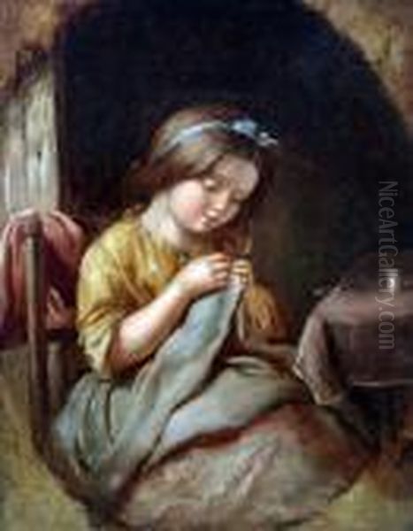 Girl Sewing - view 1