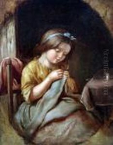 Girl Sewing by Thomas Faed