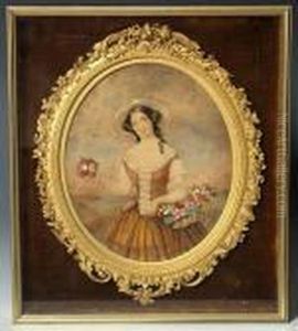 Portrait Of A Lady With A Basket Of Flowers by Thomas Faed