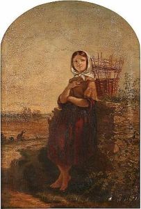 A Young Girl Resting Before A Landscape by Thomas Faed