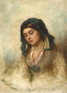 Portrait Study Of Seated Girl by Thomas Faed
