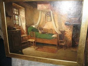 A Bedroom Interior by Thomas Faed