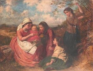 A Family Group Seated In A Landscape by Thomas Faed