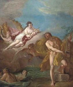 Aeolus unleashing the winds overlooked by Juno