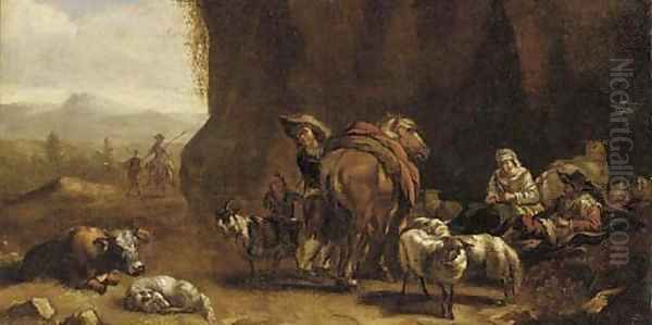 Drovers resting in a grotto - view 1