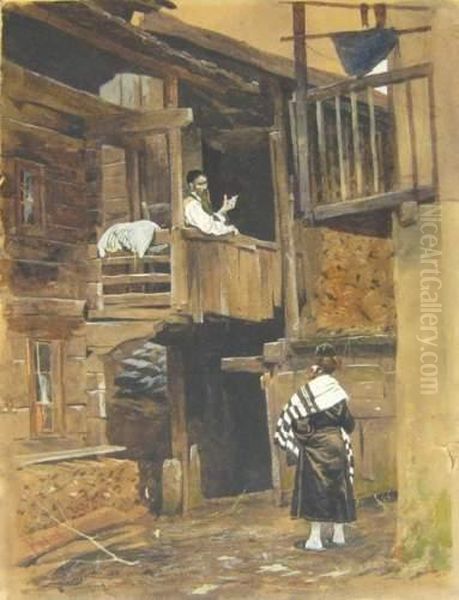 Scene De Rue Avec Deux Personnages - view 1