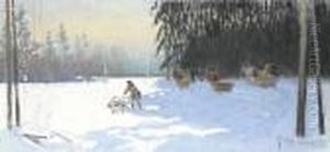 Winter Hunt In Nieswiez by Julian Falat
