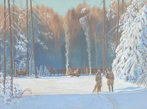 Winter Scene With Hunters - view 1