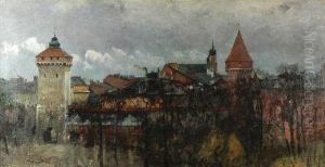Widok Krakowa W Jesieni by Julian Falat
