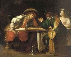 Elegant company playing backgammon in an interior