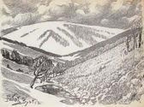 "klimczok Widziany Z Bystry" Z Teki Autolitografii Czartaka, 1928 R. - view 1