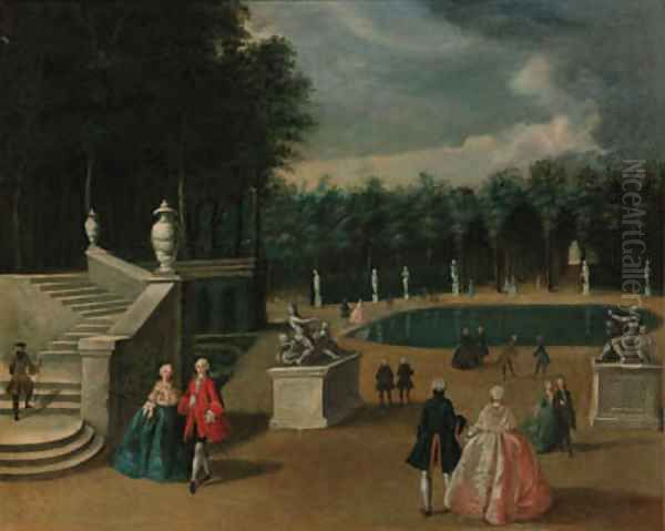 Elegant company in a park - view 1