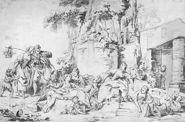 Shepherds resting by a fountain - view 1