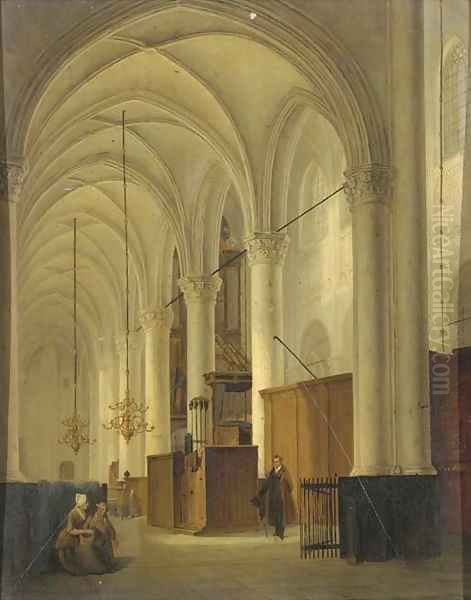 Figures in a exalted church interior - view 1