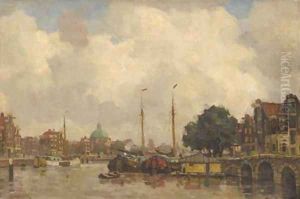 View of the Singel, Amsterdam, with the Koepelkerk beyond by Frans Langeveld