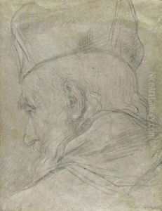 Head of a prelate, seen from behind, wearing a biretta