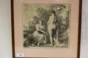 Staand Naakt En Vrouw In Japon by Ignace Henri Jean Fantin-Latour
