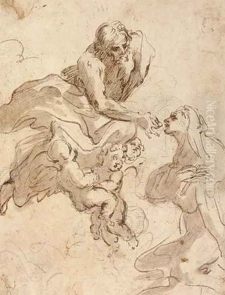 God the Father giving communion to a female saint - view 1