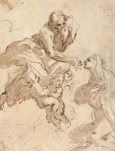 God the Father giving communion to a female saint by Giovanni Lanfranco
