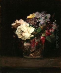 Flowers In A Glass Vase by Ignace Henri Jean Fantin-Latour