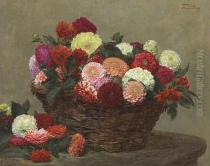 Panier De Dahlias by Ignace Henri Jean Fantin-Latour