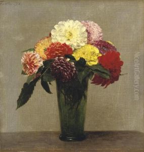 Bouquet De Dahlias by Ignace Henri Jean Fantin-Latour