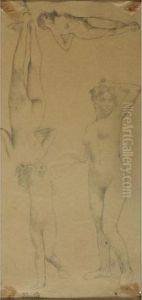 Etudes De Nus Dessin by Ignace Henri Jean Fantin-Latour