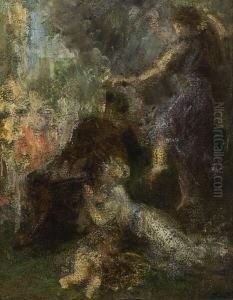 Der Dichter Mit Seinem Genius. by Ignace Henri Jean Fantin-Latour