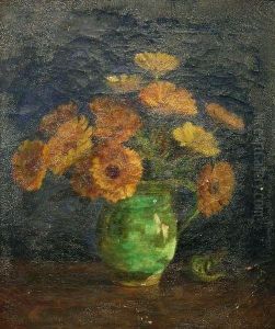 Floral Still Life With A Lizard by Ignace Henri Jean Fantin-Latour