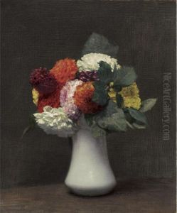 Dahlias by Ignace Henri Jean Fantin-Latour