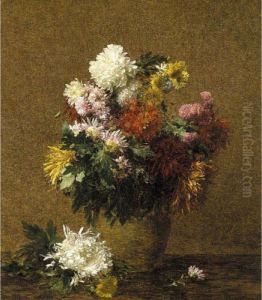 Grand Bouquet De Chrysanthemes by Ignace Henri Jean Fantin-Latour