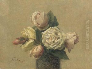 Roses Jaunes Et Roses by Ignace Henri Jean Fantin-Latour