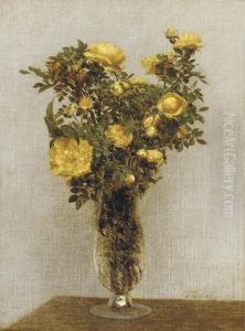 Roses by Ignace Henri Jean Fantin-Latour