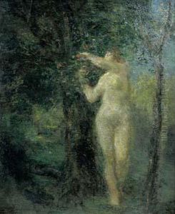 Eve Cueillant La Pomme. by Ignace Henri Jean Fantin-Latour