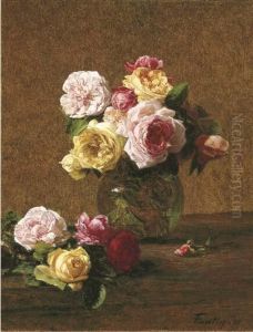 Roses by Ignace Henri Jean Fantin-Latour