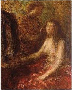 La Toilette, Inscribed With
Title On The Reverse, Oil On Panel, Unframed, 14.5 X 11.5 Cm.; 5 3/4 X 4
1/2 In by Ignace Henri Jean Fantin-Latour