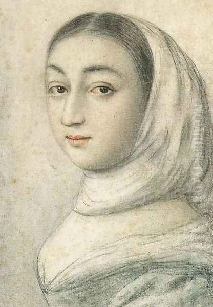 Portrait of a young Woman wearing a Scarf - view 1
