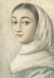 Portrait of a young Woman wearing a Scarf by Nicolas Lagneau