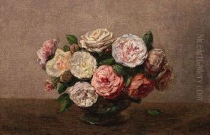 Bol De Roses by Ignace Henri Jean Fantin-Latour