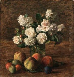 Nature Morte: Roses Et Fruits by Ignace Henri Jean Fantin-Latour