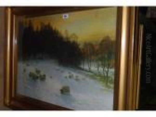 Sheep In A Snowy Landscape - view 1