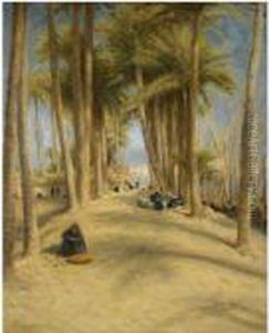 Resting In The Shade Of The Palms by Joseph Farquharson