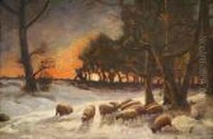 Sheep In Snow by Joseph Farquharson