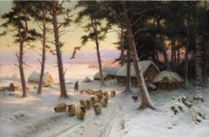 Homeward Through The Glistening Snow by Joseph Farquharson